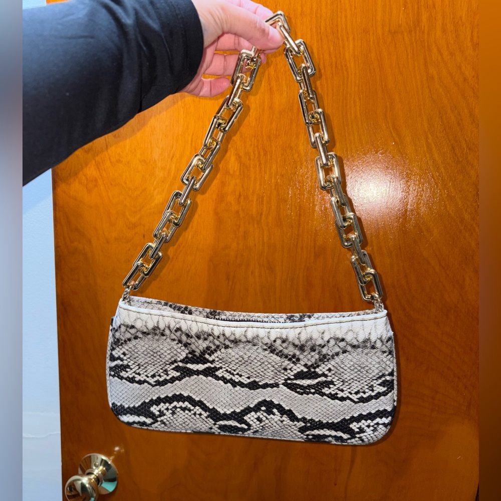 T.J.Maxx Black and White Snake Print Shoulder Bag